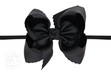 1/4" PANTYHOSE HEADBAND W/ SCALLOPED EDGE BOW-Paris Pink & Cowboy Blue Baby Boutique