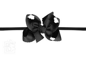 1/4" PANTYHOSE HEADBAND W/ SCALLOPED EDGE BOW-Paris Pink & Cowboy Blue Baby Boutique