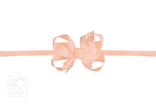 1/4" PANTYHOSE HEADBAND W/ SCALLOPED EDGE BOW-Paris Pink & Cowboy Blue Baby Boutique