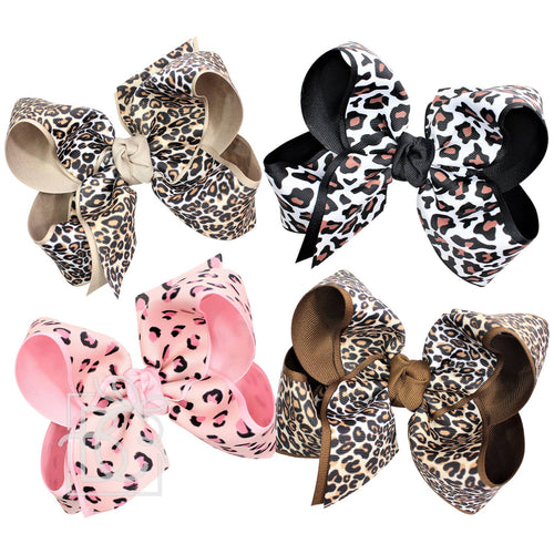 Beyond Creations, LLC - LAYERED LEOPARD BOW ON CLIP-Paris Pink & Cowboy Blue Baby Boutique