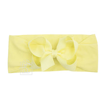 WIDE PANTYHOSE HEADBAND W/CLASSIC GROSGRAIN BOW-Paris Pink & Cowboy Blue Baby Boutique
