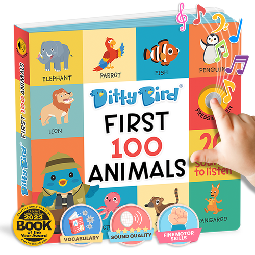 Ditty Bird - Ditty Bird Baby Book - Best toys - First 100 Animals-Book-Paris Pink & Cowboy Blue Baby Boutique