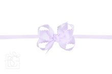 1/4" PANTYHOSE HEADBAND W/ SCALLOPED EDGE BOW-Paris Pink & Cowboy Blue Baby Boutique