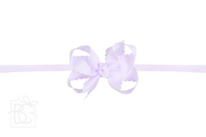 1/4" PANTYHOSE HEADBAND W/ SCALLOPED EDGE BOW-Paris Pink & Cowboy Blue Baby Boutique