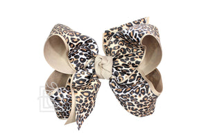 Beyond Creations, LLC - LAYERED LEOPARD BOW ON CLIP-Paris Pink & Cowboy Blue Baby Boutique