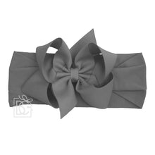 WIDE PANTYHOSE HEADBAND W/CLASSIC GROSGRAIN BOW-Paris Pink & Cowboy Blue Baby Boutique
