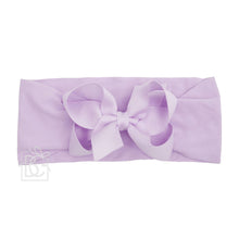 WIDE PANTYHOSE HEADBAND W/CLASSIC GROSGRAIN BOW-Paris Pink & Cowboy Blue Baby Boutique