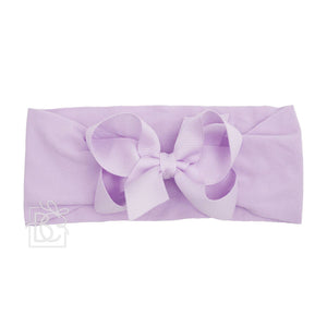 WIDE PANTYHOSE HEADBAND W/CLASSIC GROSGRAIN BOW-Paris Pink & Cowboy Blue Baby Boutique