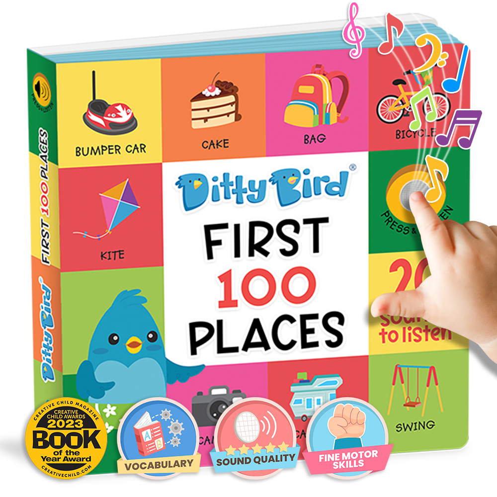 Ditty Bird - Ditty Bird Baby Sound Vocabulary Book: First 100 Places-Book-Paris Pink & Cowboy Blue Baby Boutique