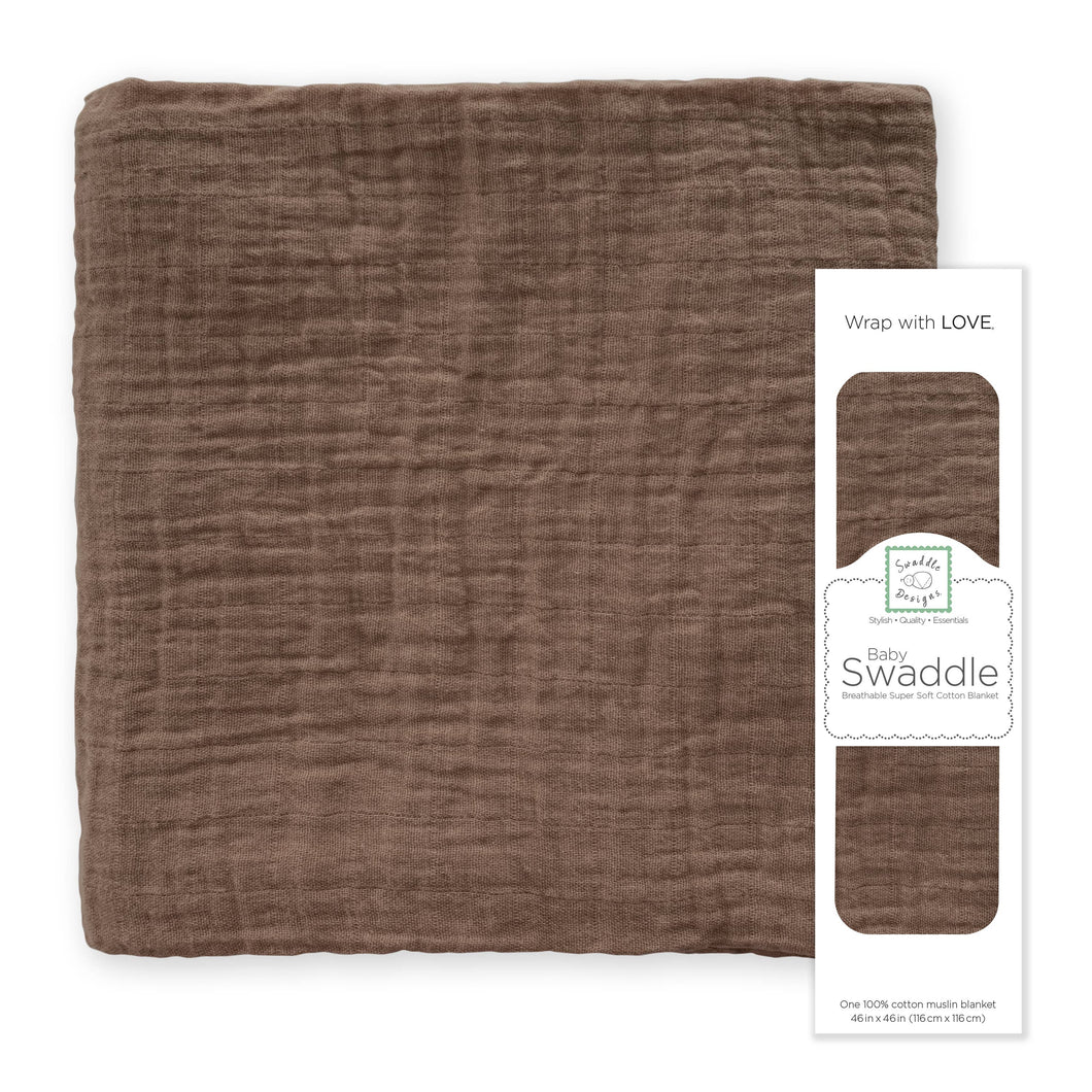 SwaddleDesigns - Fawn Muslin Swaddle Blanket, Premium Cotton-Paris Pink & Cowboy Blue Baby Boutique