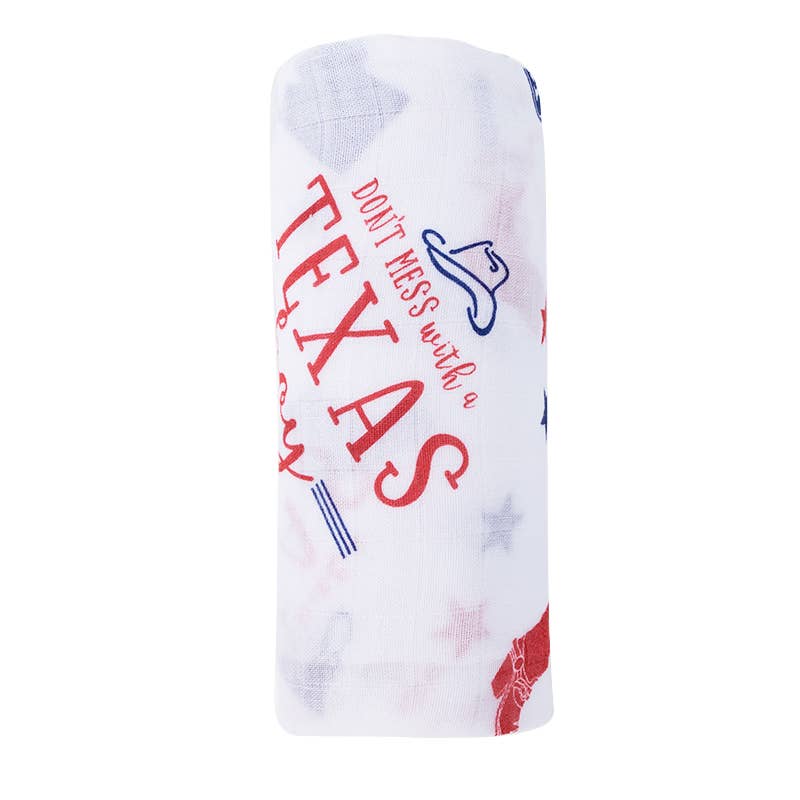 Texas Boy Swaddle Blanket-Paris Pink & Cowboy Blue Baby Boutique