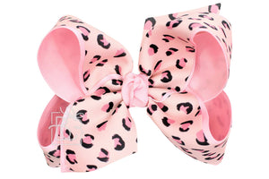 Beyond Creations, LLC - LAYERED LEOPARD BOW ON CLIP-Paris Pink & Cowboy Blue Baby Boutique