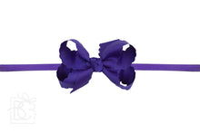 1/4" PANTYHOSE HEADBAND W/ SCALLOPED EDGE BOW-Paris Pink & Cowboy Blue Baby Boutique