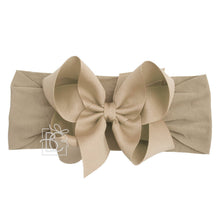 WIDE PANTYHOSE HEADBAND W/CLASSIC GROSGRAIN BOW-Paris Pink & Cowboy Blue Baby Boutique