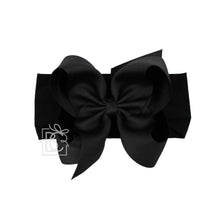 WIDE PANTYHOSE HEADBAND W/CLASSIC GROSGRAIN BOW-Paris Pink & Cowboy Blue Baby Boutique