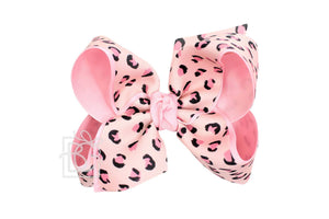 Beyond Creations, LLC - LAYERED LEOPARD BOW ON CLIP-Paris Pink & Cowboy Blue Baby Boutique
