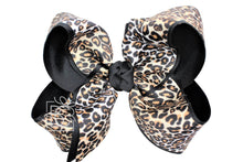 Beyond Creations, LLC - LAYERED LEOPARD BOW ON CLIP-Paris Pink & Cowboy Blue Baby Boutique