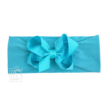 WIDE PANTYHOSE HEADBAND W/CLASSIC GROSGRAIN BOW-Paris Pink & Cowboy Blue Baby Boutique