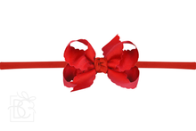 1/4" PANTYHOSE HEADBAND W/ SCALLOPED EDGE BOW-Paris Pink & Cowboy Blue Baby Boutique