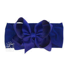 WIDE PANTYHOSE HEADBAND W/CLASSIC GROSGRAIN BOW-Paris Pink & Cowboy Blue Baby Boutique