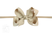 1/4" PANTYHOSE HEADBAND W/ SCALLOPED EDGE BOW-Paris Pink & Cowboy Blue Baby Boutique