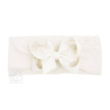 WIDE PANTYHOSE HEADBAND W/CLASSIC GROSGRAIN BOW-Paris Pink & Cowboy Blue Baby Boutique