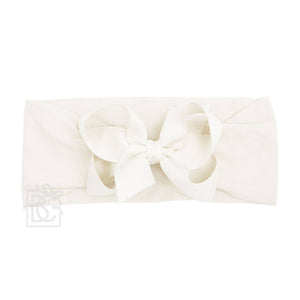 WIDE PANTYHOSE HEADBAND W/CLASSIC GROSGRAIN BOW-Paris Pink & Cowboy Blue Baby Boutique