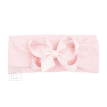 WIDE PANTYHOSE HEADBAND W/CLASSIC GROSGRAIN BOW-Paris Pink & Cowboy Blue Baby Boutique
