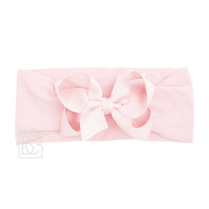 WIDE PANTYHOSE HEADBAND W/CLASSIC GROSGRAIN BOW-Paris Pink & Cowboy Blue Baby Boutique