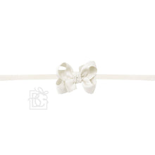 1/4" PANTYHOSE HEADBAND W/SIGNATURE GROSGRAIN BOW-Paris Pink & Cowboy Blue Baby Boutique