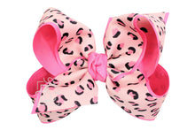 Beyond Creations, LLC - LAYERED LEOPARD BOW ON CLIP-Paris Pink & Cowboy Blue Baby Boutique