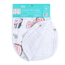 Country Girl 2 in 1 Burp Cloth and Bib Combo-Paris Pink & Cowboy Blue Baby Boutique