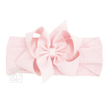 WIDE PANTYHOSE HEADBAND W/CLASSIC GROSGRAIN BOW-Paris Pink & Cowboy Blue Baby Boutique
