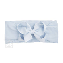 WIDE PANTYHOSE HEADBAND W/CLASSIC GROSGRAIN BOW-Paris Pink & Cowboy Blue Baby Boutique