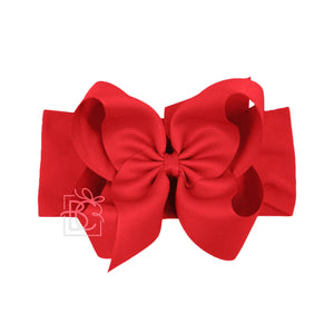 WIDE PANTYHOSE HEADBAND W/CLASSIC GROSGRAIN BOW-Paris Pink & Cowboy Blue Baby Boutique