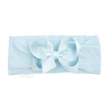 WIDE PANTYHOSE HEADBAND W/CLASSIC GROSGRAIN BOW-Paris Pink & Cowboy Blue Baby Boutique