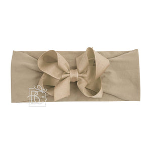 WIDE PANTYHOSE HEADBAND W/CLASSIC GROSGRAIN BOW-Paris Pink & Cowboy Blue Baby Boutique