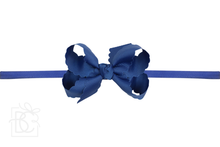 1/4" PANTYHOSE HEADBAND W/ SCALLOPED EDGE BOW-Paris Pink & Cowboy Blue Baby Boutique