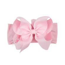WIDE PANTYHOSE HEADBAND W/CLASSIC GROSGRAIN BOW-Paris Pink & Cowboy Blue Baby Boutique