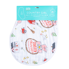 Country Girl 2 in 1 Burp Cloth and Bib Combo-Paris Pink & Cowboy Blue Baby Boutique