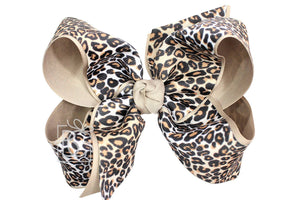 Beyond Creations, LLC - LAYERED LEOPARD BOW ON CLIP-Paris Pink & Cowboy Blue Baby Boutique