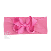 WIDE PANTYHOSE HEADBAND W/CLASSIC GROSGRAIN BOW-Paris Pink & Cowboy Blue Baby Boutique