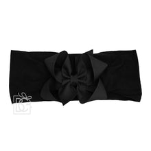 WIDE PANTYHOSE HEADBAND W/CLASSIC GROSGRAIN BOW-Paris Pink & Cowboy Blue Baby Boutique