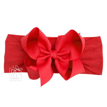 WIDE PANTYHOSE HEADBAND W/CLASSIC GROSGRAIN BOW-Paris Pink & Cowboy Blue Baby Boutique
