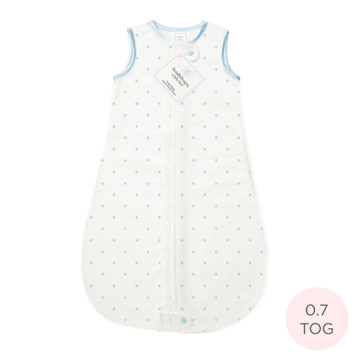 SwaddleDesigns - Cotton zzZipMe Sack, 2-Way Zip, Pastel Blue & Sterling Dots-Paris Pink & Cowboy Blue Baby Boutique