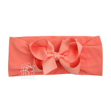 WIDE PANTYHOSE HEADBAND W/CLASSIC GROSGRAIN BOW-Paris Pink & Cowboy Blue Baby Boutique