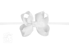 1/4" PANTYHOSE HEADBAND W/ SCALLOPED EDGE BOW-Paris Pink & Cowboy Blue Baby Boutique