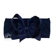 WIDE PANTYHOSE HEADBAND W/CLASSIC GROSGRAIN BOW-Paris Pink & Cowboy Blue Baby Boutique