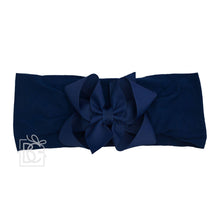 WIDE PANTYHOSE HEADBAND W/CLASSIC GROSGRAIN BOW-Paris Pink & Cowboy Blue Baby Boutique