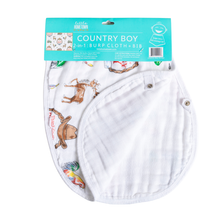 Country Boy 2 in 1 Burp Cloth and Bib Combo-Paris Pink & Cowboy Blue Baby Boutique